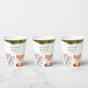 Wild one safari theme first birthday paper cups