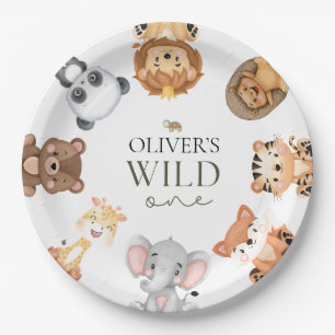 Wild one safari theme first birthday paper plate