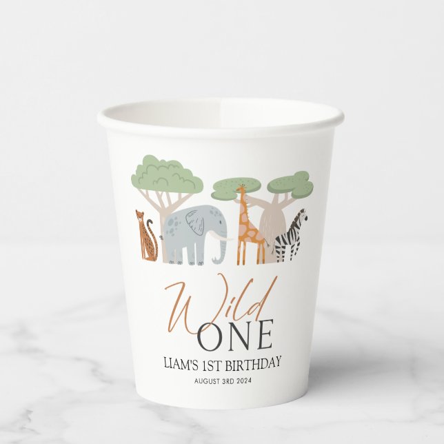 Wild One Safari Theme Party Cups (Left)