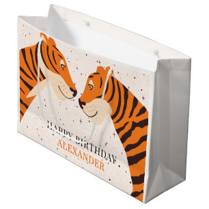 Wild One Safari Tiger Happy Birthday Large Gift Bag