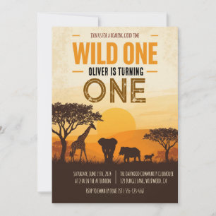 Wild One Sunset Safari First Birthday Invitation