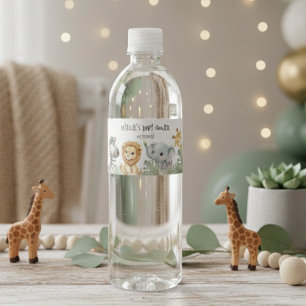 Wild One Sweet Safari Jungle baby shower  Water Bottle Label