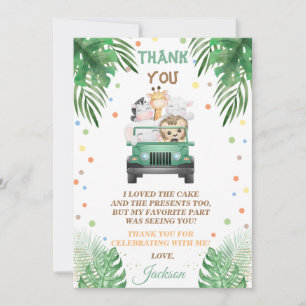 Wild One Thank You Card Safari Animals