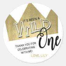 Wild One Thank You Sticker Birthday Favour Sticker