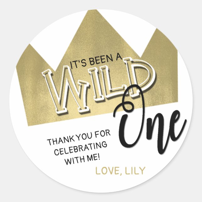 Wild One Thank You Sticker Birthday Favour Sticker (Front)