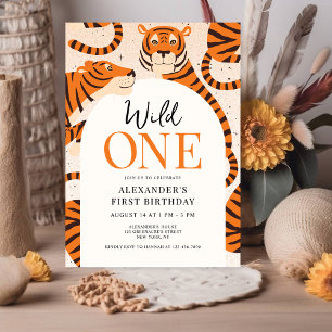 Wild One Tiger 1st Birthday Party Invitation