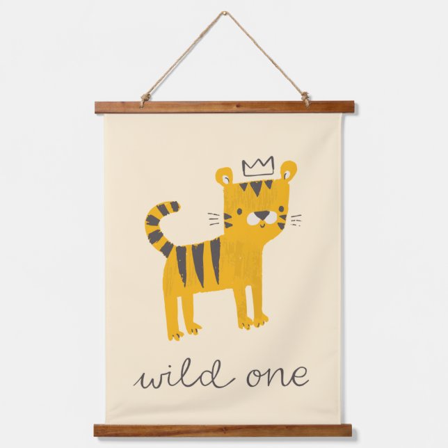 Wild One Tiger Cat Hanging Tapestry (Front)