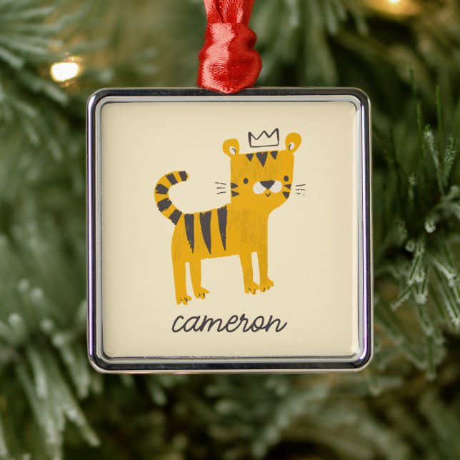 Wild One Tiger Cat Metal Ornament (Tree)