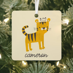 Wild One Tiger Cat Metal Ornament