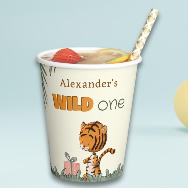 Wild One Tiger Jungle 1st Birthday Paper Cups (Creator Uploaded)