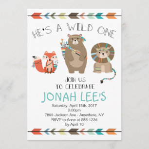 Wild One - Tribal First Birthday Invitation