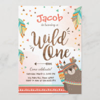 Wild One Tribal Première invitation Woodland