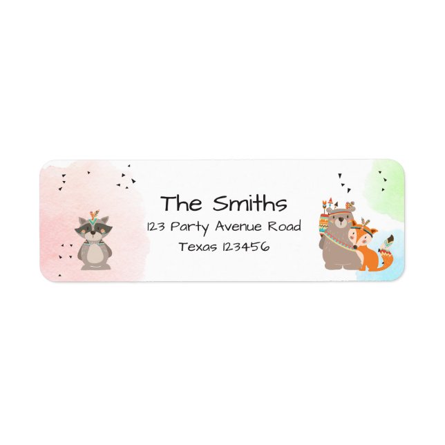 Wild One Tribal Woodland Return Address Labels Boy (Front)