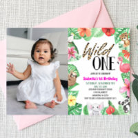 Wild One Tropical Animal Photo 1st Birthday Party