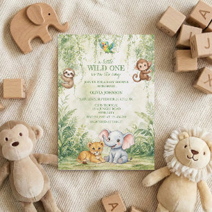 Wild One Tropical Jungle Baby Shower Invitation
