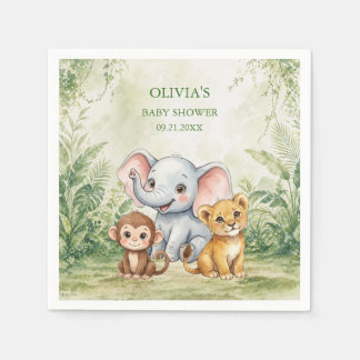 Wild One Tropical Jungle Baby Shower Napkin
