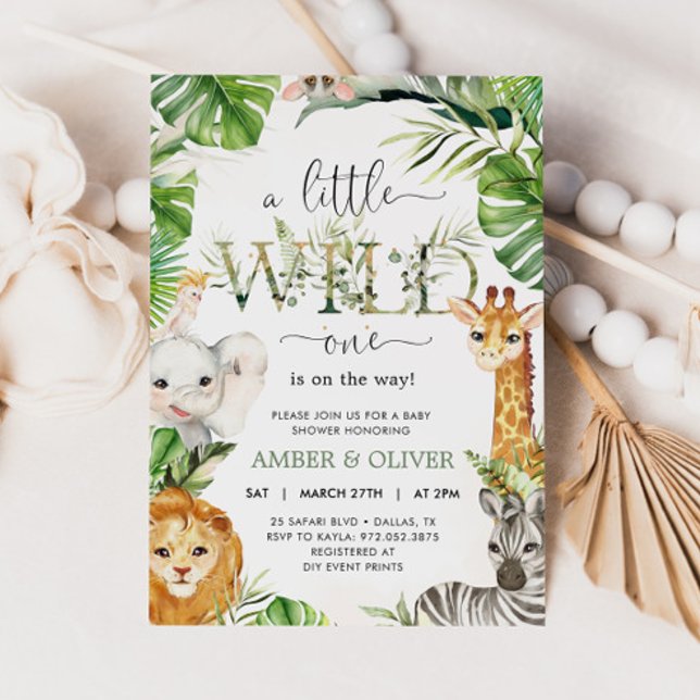 Wild One Tropical Jungle Boho Safari Baby Shower Invitation (Creator Uploaded)
