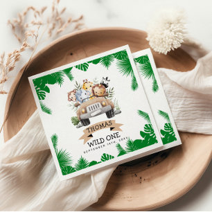 Wild One Tropical Jungle Safari Birthday  Napkin