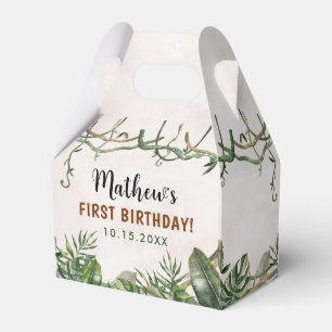 Wild One Tropical Safari First Birthday Favor Box