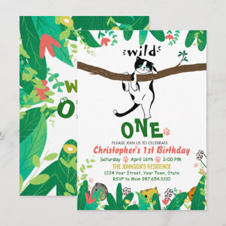 Wild One Tuxedo Kitty Enfants 1er Invitation anniv
