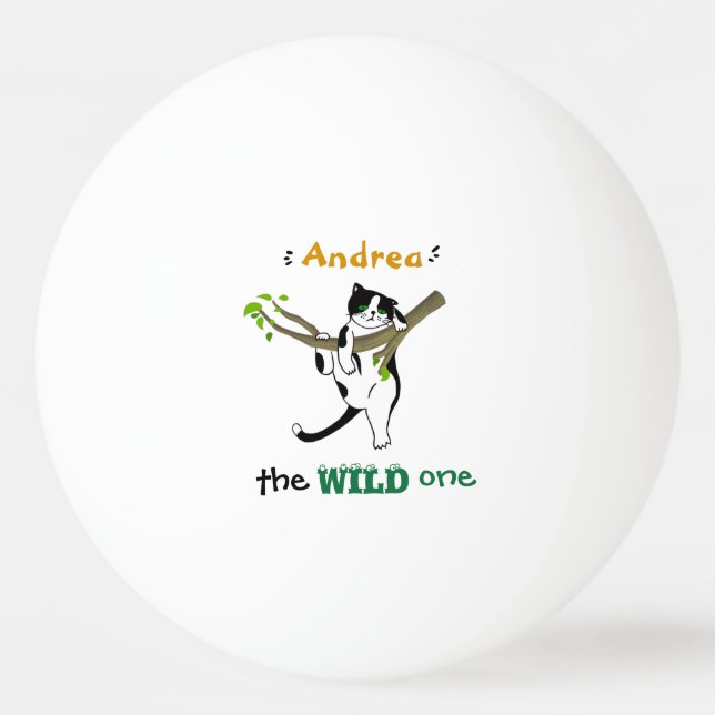 Wild One Tuxedo Kitty Ping Pong Ball (Front)