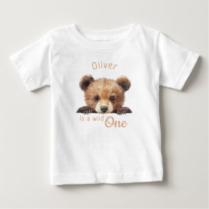 Wild One Watercolor Cute Baby Bear Personalized T-Shirt