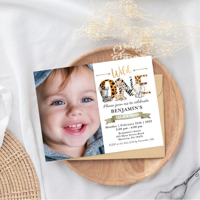 Wild One Watercolor Safari Animals Birthday Postcard (Creator Uploaded)