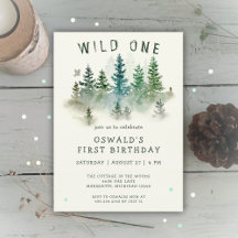 Wild One Watercolor Woodland Animals 1st Birthday