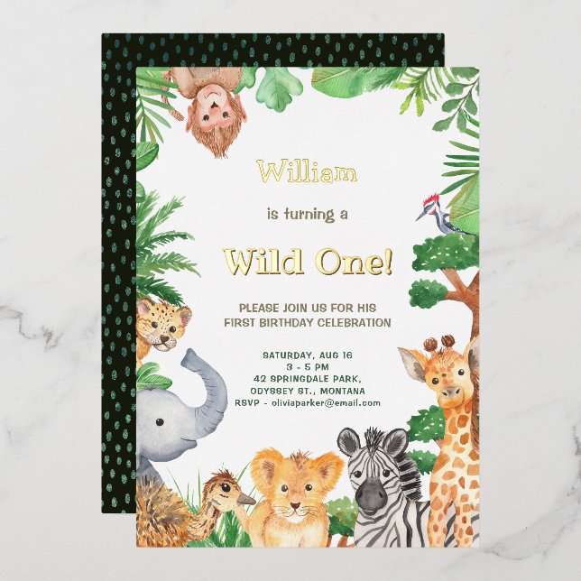 Wild One Whimsical Jungle Safari Camping Birthday (Front/Back)