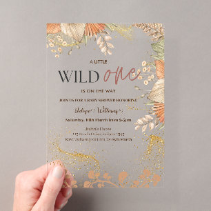 Wild One wild flower Baby Shower  Acrylic Invitations