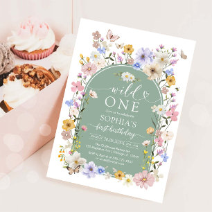 Wild One WIldflower 1st Birthday Invitation