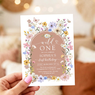 Wild One Wildflower 1st Birthday Invitation