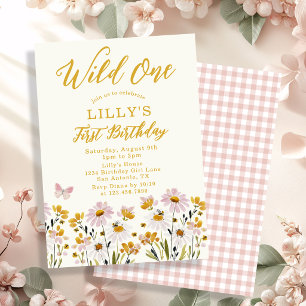 Wild One Wildflower Butterfly Garden 1st Birthday Invitation