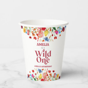 Wild One Wildflower First 1st Birthday Party Paper Cups
