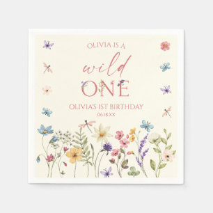 Wild One Wildflower Wild Flower 1st Birthday Party Napkin