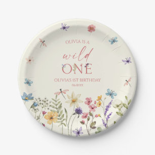 Wild One Wildflower Wild Flower 1st Birthday Party Paper Plate