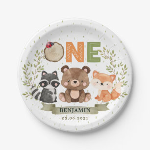 Wild One Woodland 1st Birthday Paper Plate