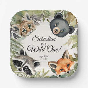 Wild One Woodland Animal Birthday Party Paper Plate