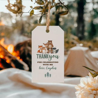 Wild One Woodland Animal First Birthday favour Gif Gift Tags