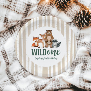 Wild One Woodland Animal First Birthday Paper Plat Plate