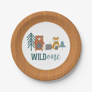 Wild One Woodland Animal First Birthday Paper Plat Plate