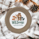 Wild One Woodland Animal First Birthday Paper Plate<br><div class="desc">Wild One! Watercolor Woodland Animal Birthday with bear,  fox,  deer,  raccoon and trees and wood grain background.</div>