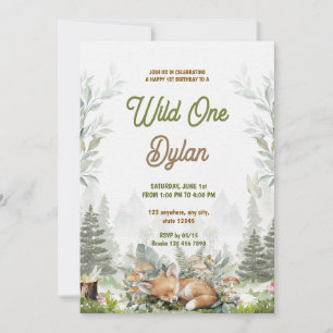 Wild One Woodland Animal Kid's Birthday Invitation