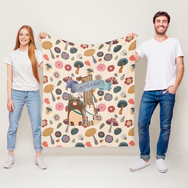 Wild One Woodland Animals Blanket 1st Birthday (In Situ)