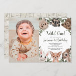 Wild One woodland animals boys 1st birthday photo Invitation<br><div class="desc">For more advanced customization of this design,  simply select the "Customize It" button above!</div>