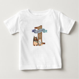 Wild One Woodland Animals Partyware Customizable Baby T-Shirt