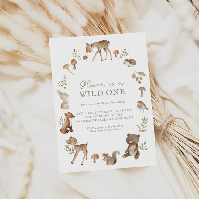 Wild One Woodland Anniversaire Fête Invitation (Créateur téléchargé)