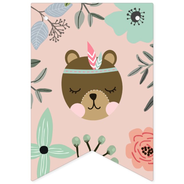 Wild One | Woodland Boho Theme Birthday Party Bunting Flags (First Flag)