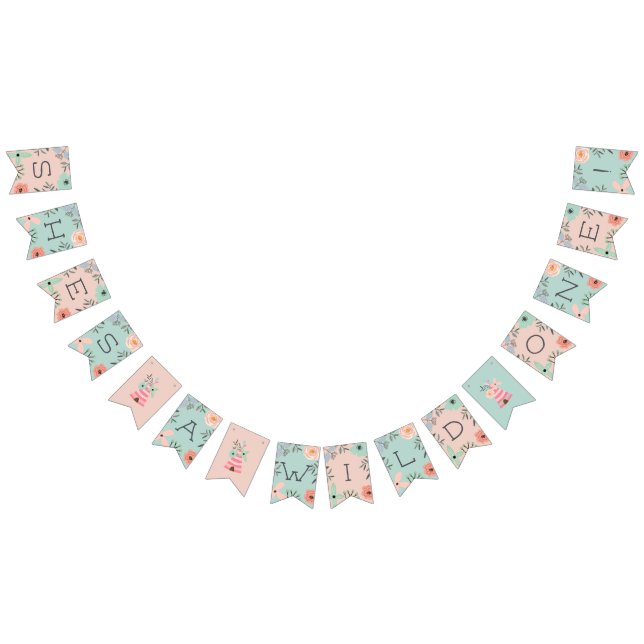 Wild One | Woodland Boho Theme First Birthday Bunting Flags (All)