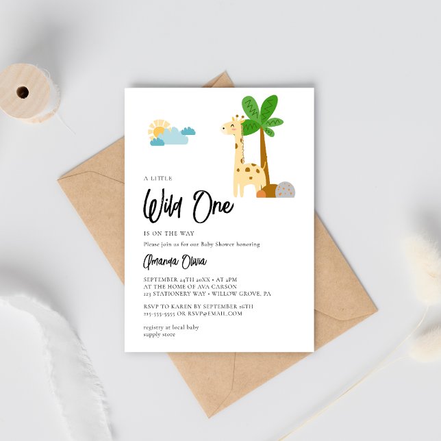 Wild One Woodland Cute Animal Safari Baby Shower Invitation (Creator Uploaded)